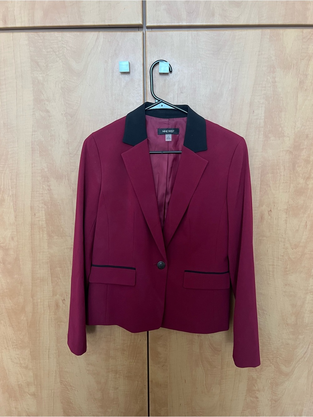 Nine West Maroon Blazer with Black Collar